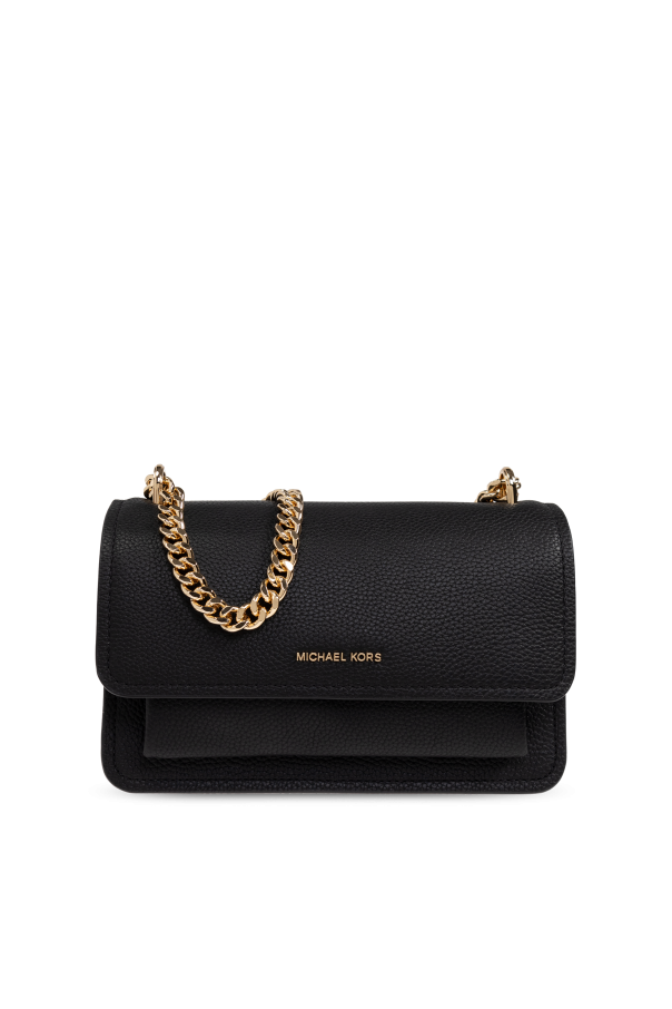 Factory Michael Kors Black Suede Crossbody Bag with Gold Trim